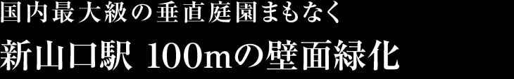 国内最大級の垂直庭園まもなく新山口駅100Mの壁面緑化